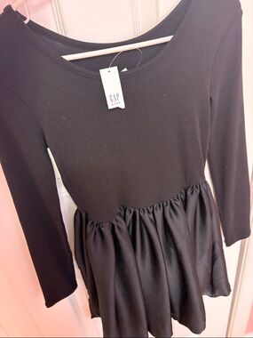 GAP Kids Black Long Sleeve Gathered Skirt Dress